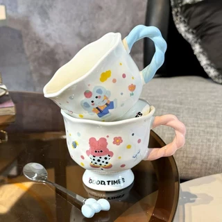 ถ้วยน้ํา ถ้วยกาแฟ ถ้วยนมน่ารัก แก้วลายกระต่าย ลายช้างน่ารัก มูลค่าสูงถ้วยเซรามิกถ้วยน้ําคู่สาวของขวัญวันเกิดของที่ระลึก🎀