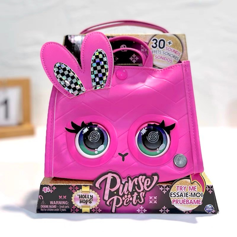 Purse Pets Interactive Holly Hops Bunny Tote Bag กระเป๋าข้ามร่างกายเสียงและตอบสนอง 30 เสียง