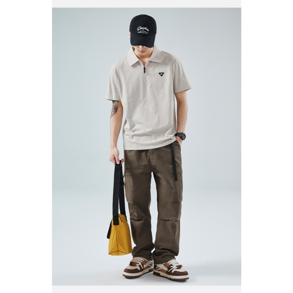 ⚡️Proman⚡️ [ 3 สี COD ] 2024 ฤดูร้อน รุ่นใหม่ ปกพับ ซิป POLO แบรนด์ยอดนิยม แขนสั้นผู้ชาย เสื้อยืด ลำลอง ราคา ถูกที่สุด ดีลบีเคเค แกลเลอรีภาพที่ 6