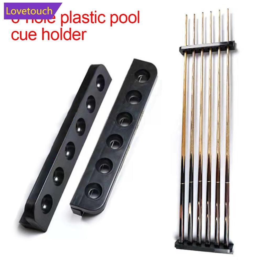LOVETOUCH 1 คู่ Pool Cue 6 หลุมผู้ถือก้านพลาสติก Universal แขวนผนังผู้ถือ Rod ป้องกันการเปลี่ยนรูปคิ