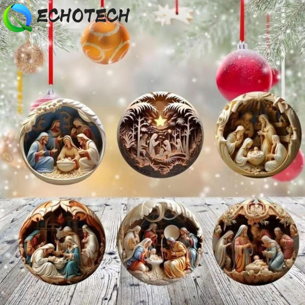 ECHOTECH Jesus แขวนเครื่องประดับ, 3d Effect Christmas Nativ อะคริลิคเครื่องประดับแบน, Creative Simpl