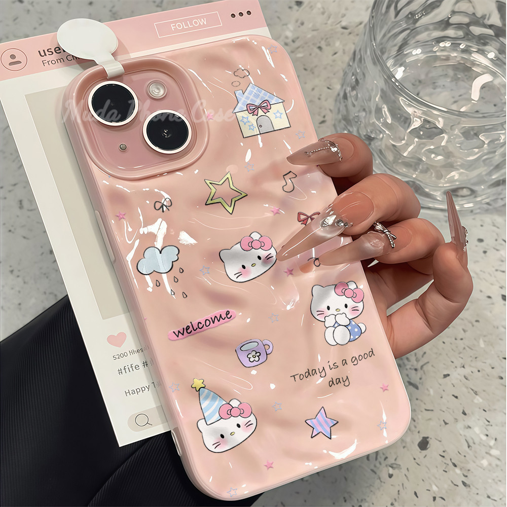 kattyการ์ตูนน่ารัก กรณีมือถือสำหรับไอโฟน11 13 16 เคสหนังโบว์น่ารัก case for iPhone 15 14 12 16 Promax XS XR 7/8Plus – โปรปัง