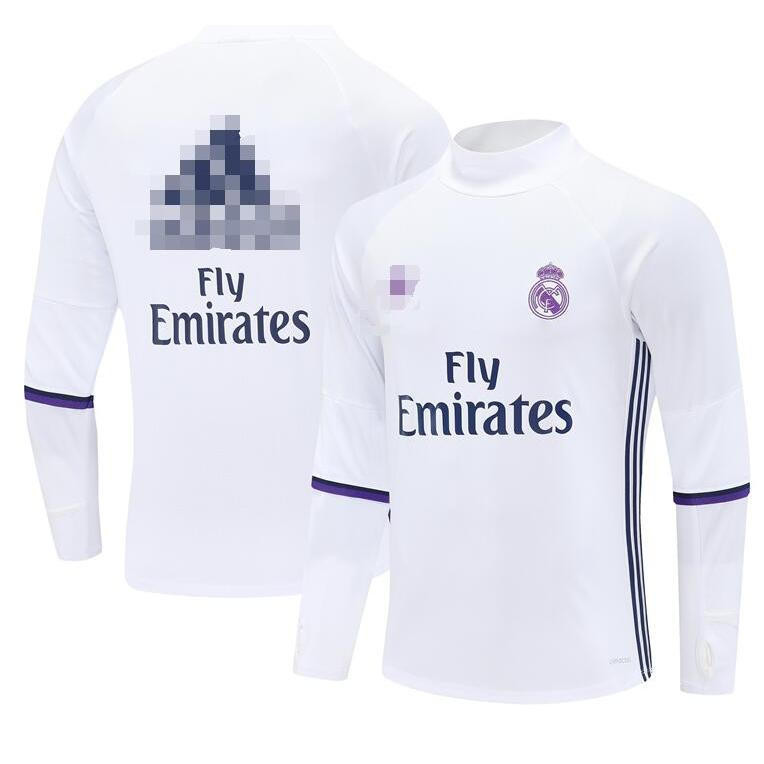 2016-17 RM สีขาว/สีม่วง/Sapphire Retro แขนยาวรอบคอชุดฝึกอบรมสําหรับชาย S-XXL 1:1 II 1:1