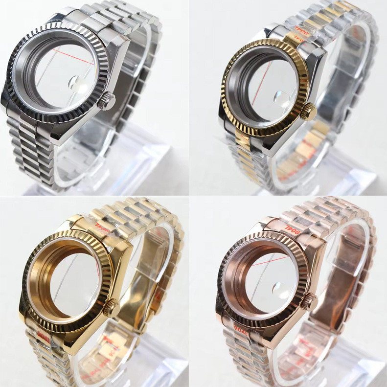 NH35 Diary Case Mirror Sapphire Glass พร้อมสาย Presidential เหมาะสําหรับ NH35 NH36 Movement