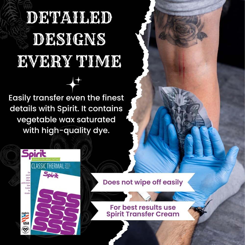 วิญญาณ วิญญาณ® ยี่ห้อ Tattoo Transfer Paper Freehand Thermal สําหรับลายฉลุ, 8.5" x 14" - 100 แผ่น, ม