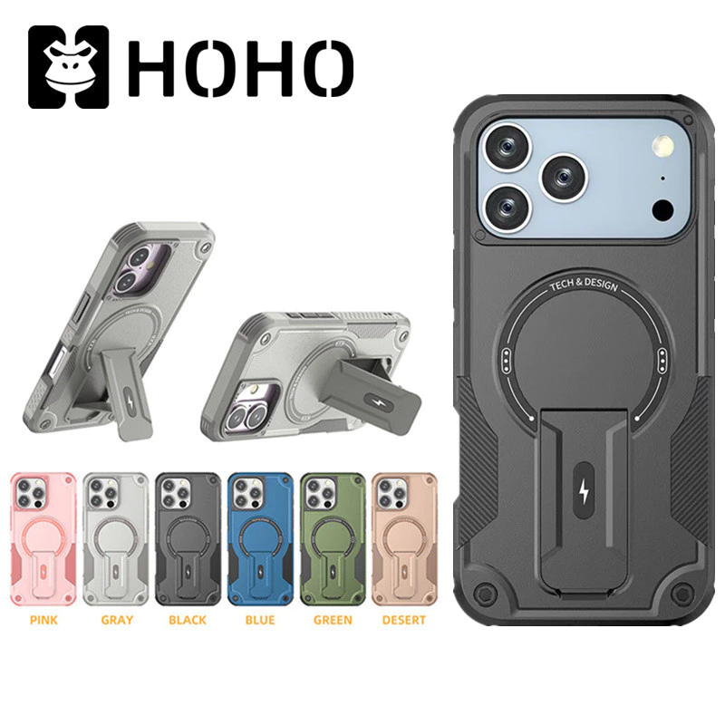 DJ เคสกันกระแทก สําหรับ iPhone 17 Air 16 17 Pro Max Mini Plus magnet Case PC TPU แข็ง มีขาตั้งที่มองไม่เห็นสำหรับ พับได้