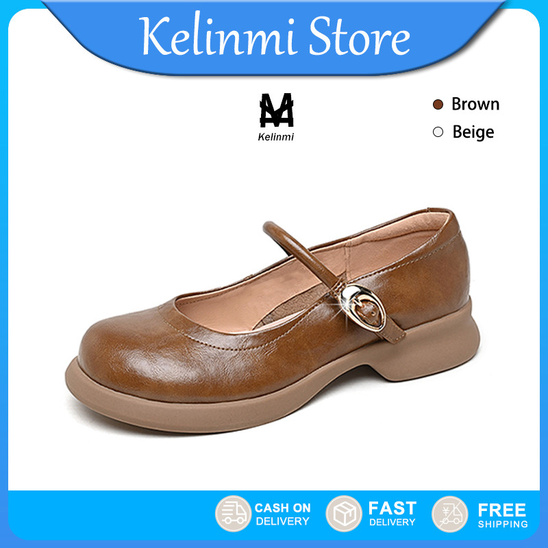 Kelinmi สไตล์ ทันสมัย รอบเท้า Mary Janes สำหรับผู้หญิง นุ่มสบาย Sole