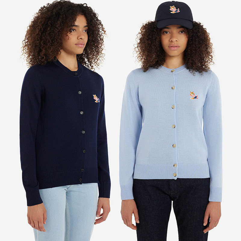 41LV Maison Kitsune 22Autumn Winter New European and American Women's Clothing Lying Fox Head Embroi