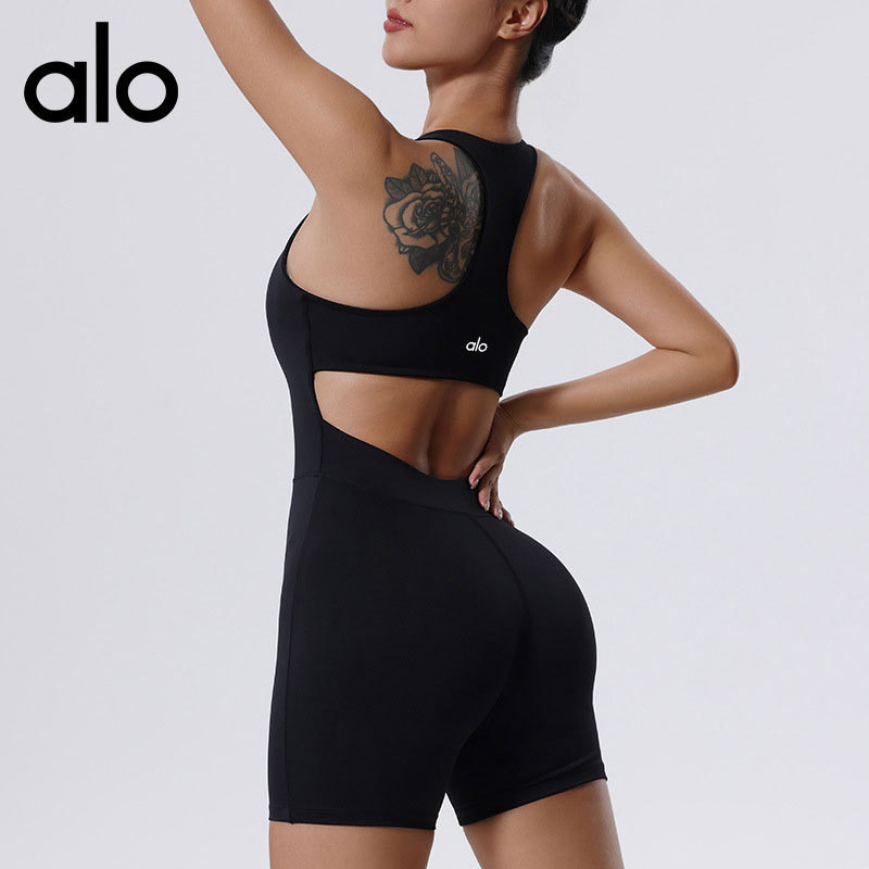 Alo Yoga ผู้หญิง กางเกงขาสั้นยกสะโพก มีซิบ สำหรับโยคะและสวมใส่ทุกวัน