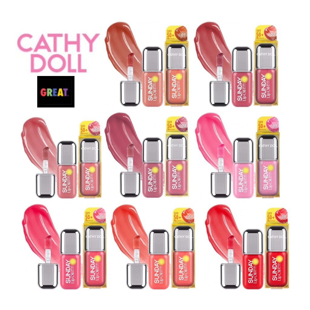 Cathy Doll Sunday Lip Oil SPF50+ PA++++ 3.5g. ลิปออยล์กันเเดด ออยล์ ลิปหลิงออม บำรุงปาก กันแดด ฉ่ำวาว