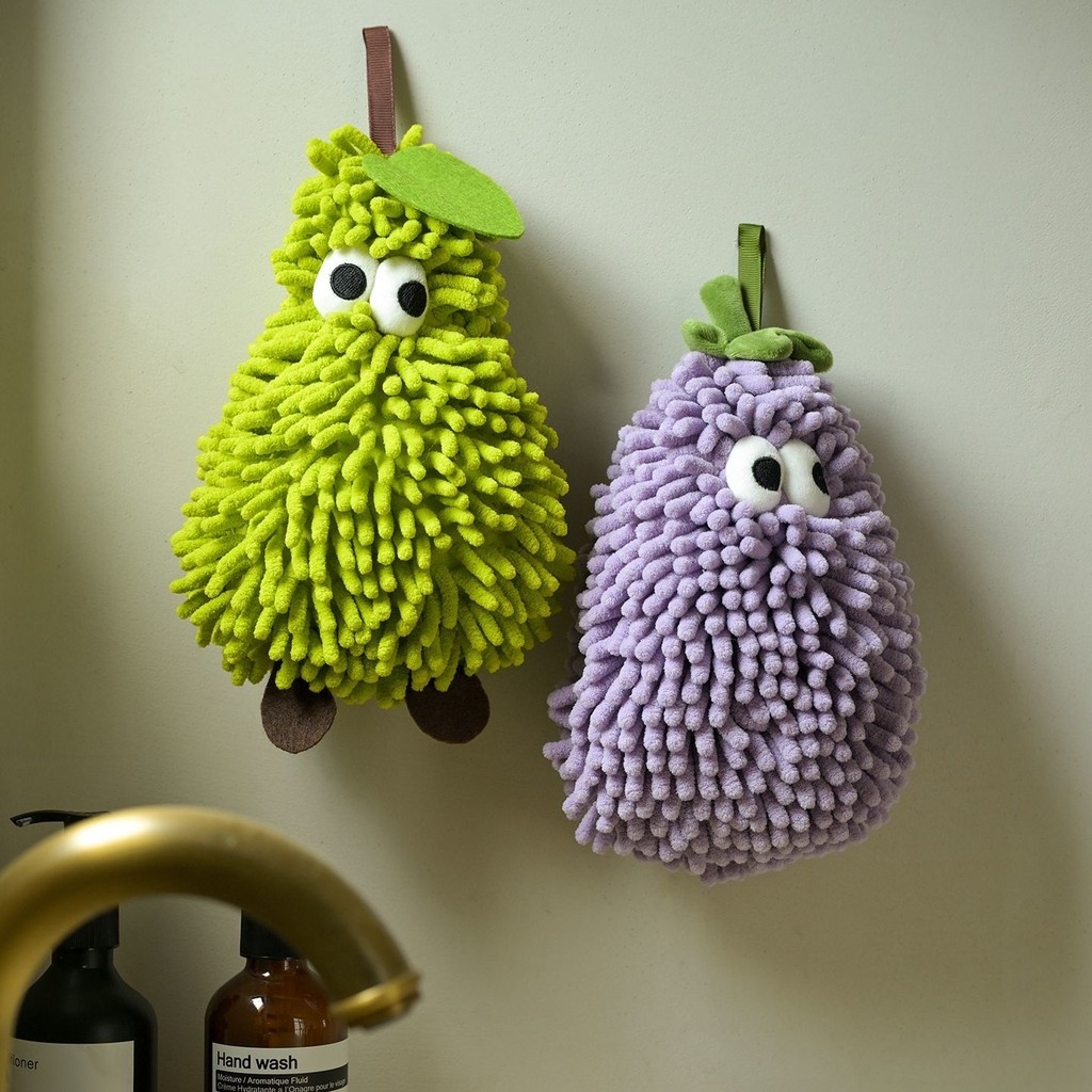 I Love Life ผ้าเช็ดมือแขวนน่ารักการ์ตูน Chenille ห้องครัวห้องน้ําผ้าขนหนูดูดซับเด็ก Hand Ball pdd/LZ