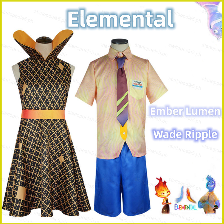 ST5 ภาพยนตร์ Elemental คอสเพลย์เครื่องแต่งกาย Ember Lumen Wade Ripple COS สําหรับเด็กผู้ใหญ่ชุดเสื้อ