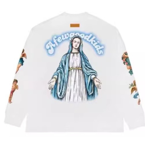 2025 สไตล์ใหม่ที่ถูกต้อง FFF Ma Siwei Co-Branded ฤดูใบไม้ร่วงผ้าฝ้ายแท้รอบคอผู้ชายผู้หญิงเสื้อคู่