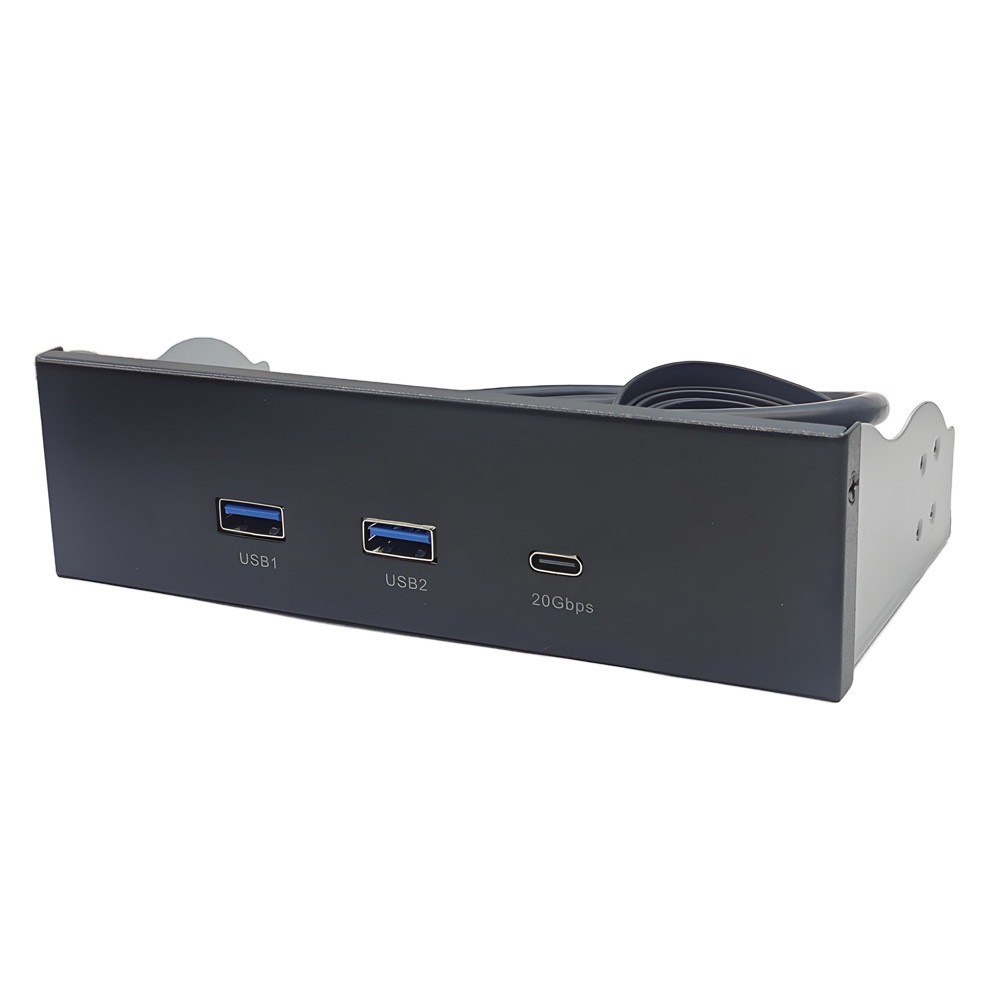แผงหน้า 5.25 นิ้ว 19 พินเป็นฮับ USB3.0 5Gbps คู่, Type-E A-key ถึง Type-C USB3.2 Gen2x2 20Gbps สําหร