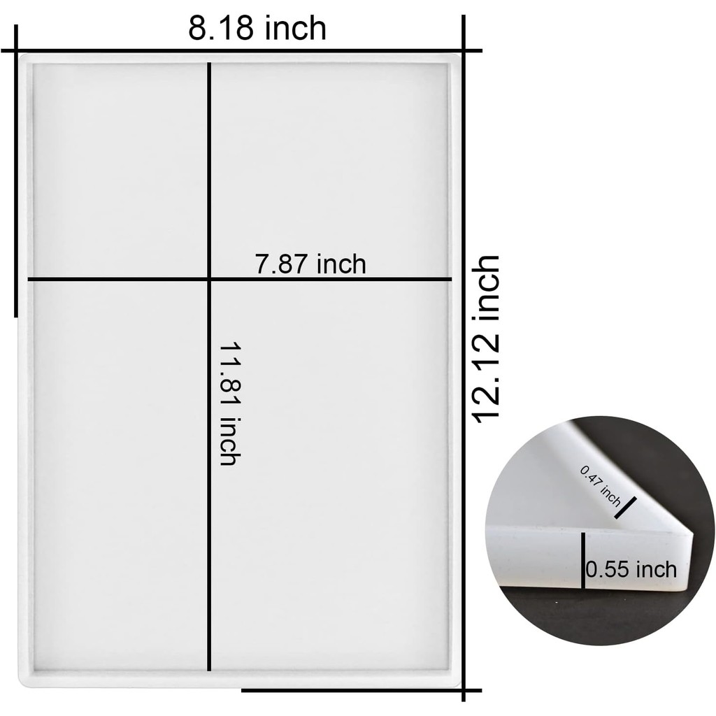 RESINWORLD แม่พิมพ์ซิลิโคนถาดแบนลึกขนาดใหญ่พร้อมที่จับ, แม่พิมพ์สี่เหลี่ยมผืนผ้าสําหรับหล่อเรซิน BIG