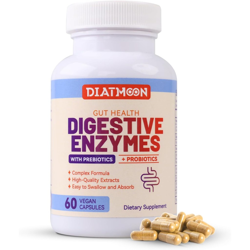 Digestive Enzymes, Digestive Enzymes with Probiotics and Prebiotics, Multi Enzymes,60 Count Capsules