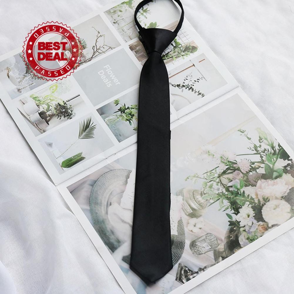 Zipper Tie สีดํา One-pull รุ่นแคบสําหรับผู้ชายและผู้หญิงนักเรียน O2u3