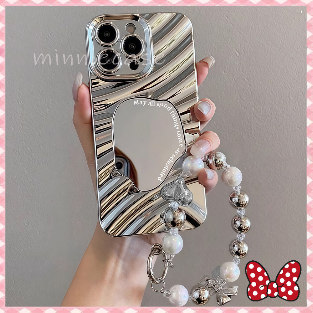 🎉🎉🎉เคสกันกระแทกไอโฟนกระจกเงาพร้องสร้อยข้อมือ ป้องกันการตก case for iPhone 11pro 13plus 15 14 12 16 ProMax XS XR 7 8