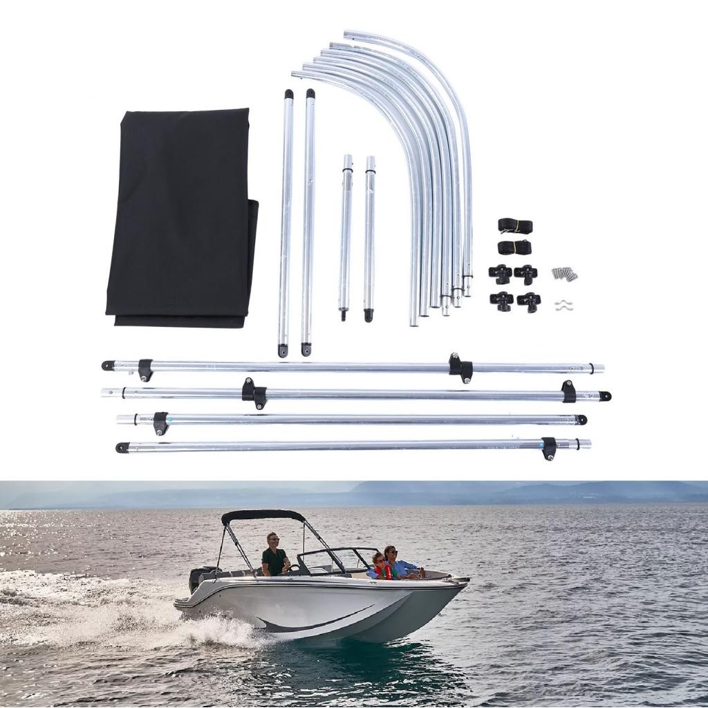Effectmusic-th 3 Bow Boat Cover 600D Polyester Canopy พร้อม 1in Aluminum Alloy Frame กันน้ำแรมแรมสีแ