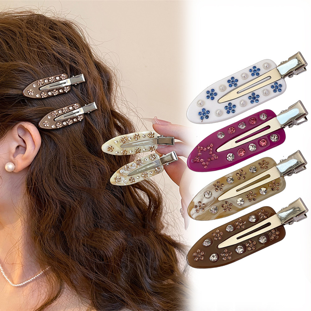 กิ๊บติดผมสาวด้านข้าง รูปแบบ Duckbill Markless Marble มีRhineStoneสีสันสดใส