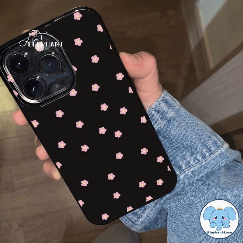 สำหรับ IPhone 16 13 11 15 14 Pro Max XS XR X Max 7 11 16 13 8 Plus แฟชั่นดอกไม้เรียบง่ายน่ารักฝาครอบพื้นผิวมันวาว