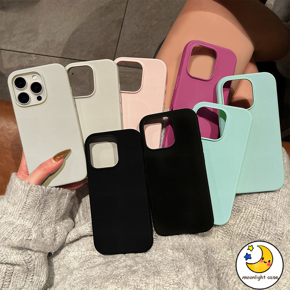 จัดส่งในพื้นที่ เคสหนัง เคสนิ่ม TPU สีลูกกวาด เรียบง่าย For iPhone16 11 15 14 13 12 Pro max XS XR XSMAX 7 Plus 8 Plus