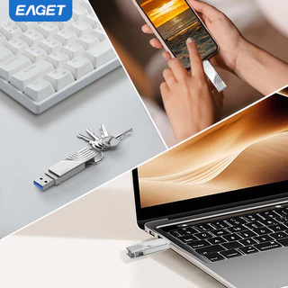 EAGET แฟลชไดรฟ์ USB Type-C ถึง USB 3.2 อินเทอร์เฟซคู่ USB 32GB 64GB 128GB 256GB แฟลชไดรฟ์โลหะสําหรับโทรศัพท์/แท็บเล็ต/MacBook/PC/TV/Car
