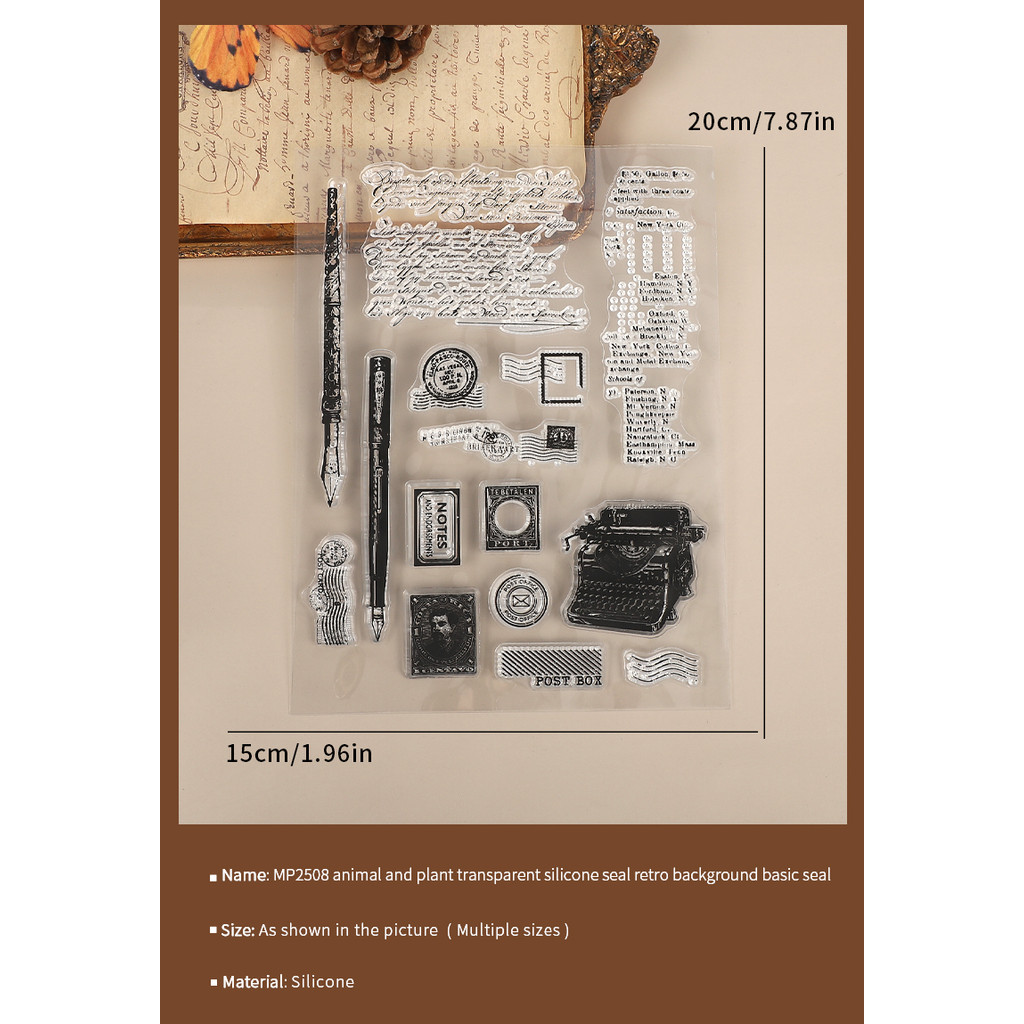 JIANWU Vintage ข้อความภาษาอังกฤษปากกาแสตมป์ภูมิทัศน์วัสดุ Collage โปร่งใสซิลิโคนแสตมป์ Creative DIY Journal เครื่องเขียน - รูปที่ 4