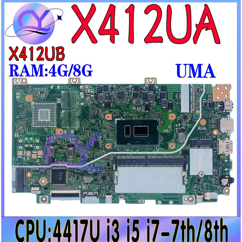 X412UA แล็ปท็อปเมนบอร์ดสําหรับ ASUS Vivobook 14 X412 X412UB X412UF F412U A412U เมนบอร์ด I3-8130U I5-
