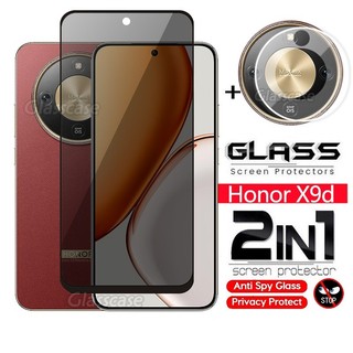 2 IN 1 ตัวป้องกันหน้าจอความเป็นส่วนตัวฟิล์มกระจกนิรภัยสําหรับ Honor X9d X9c สมาร์ท X9dsmart X9csmart HonorX9d X9 d 5G กล้องกลับเลนส์ป้องกันกระจกด้านหน้าฟิล์มป้องกันคลุมทั้งหมด