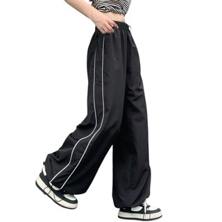 Celana Panjang Wanita Trackpants Loose Hitam Nilon Parasut