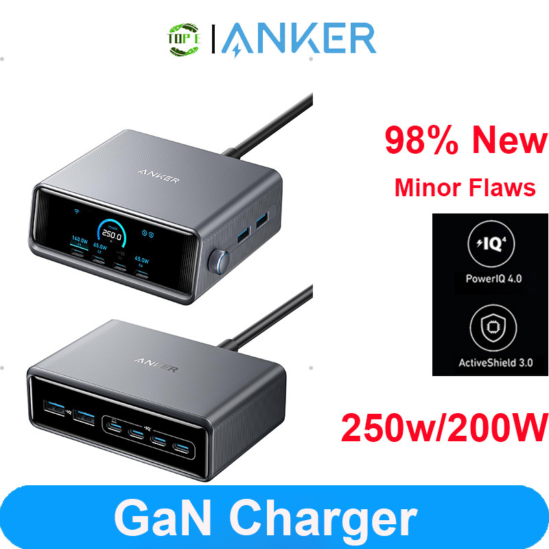 Anker 250W 200W USB C Desktop Charger 6-Port GaN Prime สถานีชาร์จเร็ว