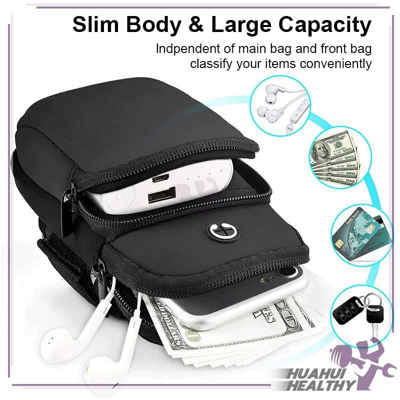 ปลอกแขนใส่มือถือ กระเป๋าวิ่ง 2ช่อง มีรูหูฟัง กันน้ำได้ ขนาดเล็ก เหมาะกับการวิ่ง เล่นกีฬากลางแจ้ง ฟิตเนส - รูปที่ 6