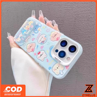 เหมาะสําหรับ OPPO Reno16F 16Pro 15F 15ProMax 14F 14Pro 13F 13Pro 12F 12Pro 11F 11Pro 10Pro 8T 8Z 7Z 6Z น่ารักคิดสตรอเบอร์รี่หมีกระจกขาตั้ง IMD กันกระแทก TPU Ph