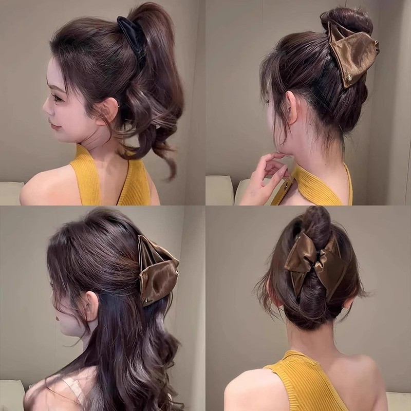 คลิปสามเหลี่ยมเปลือกหอยสไตล์ใหม่ทำจากผ้าซาติน รูปที่ 2