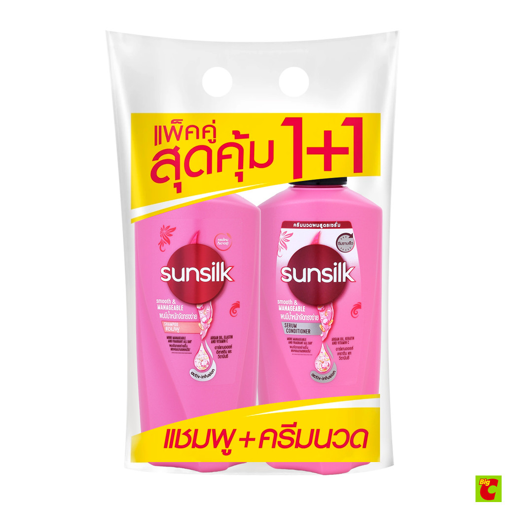 ซันซิล สมูท แอนด์ เมเนจเจเบิ้ล แชมพู+คอนดิชันเนอร์ 475+450 มล.
