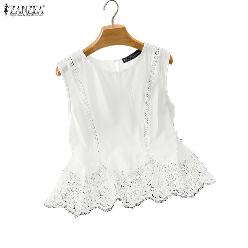 ZANZEA ซานเซีย แขนกุดลายปักลูกไม้ สไตล์เกาหลีสำหรับผู้หญิง