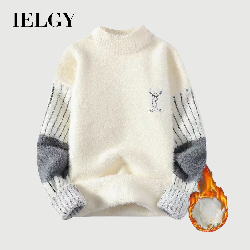 IELGY เสื้อกันหนาวฐานกึ่งคอเต่าฤดูหนาวสําหรับผู้ชายแบบสบาย ๆ