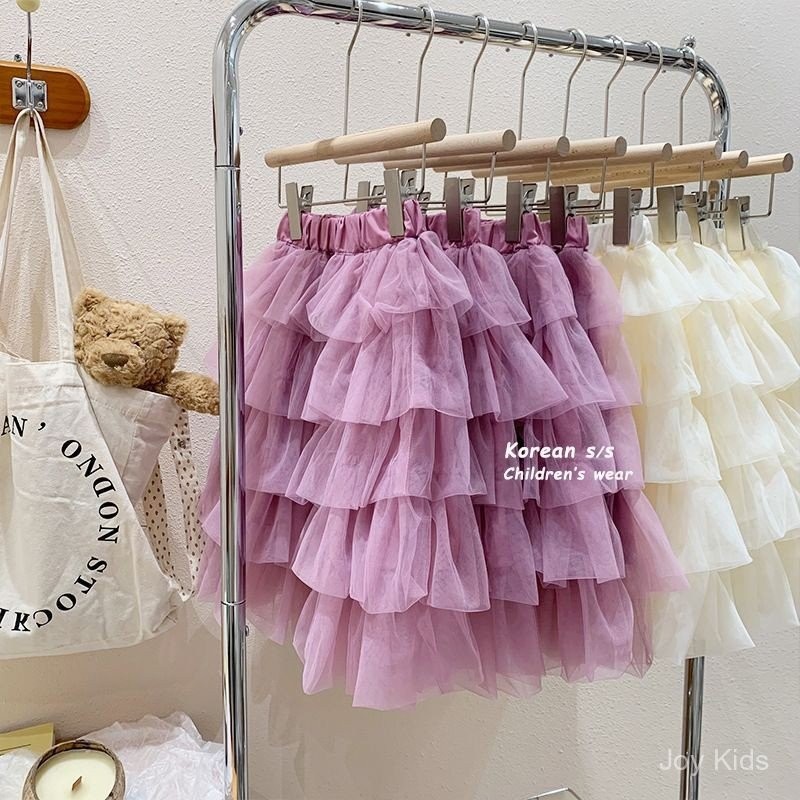 กระโปรงยาวสีทึบ สไตล์เจ้าหญิงเค้ก แบบเกาหลี สำหรับเด็กและวัยรุ่น