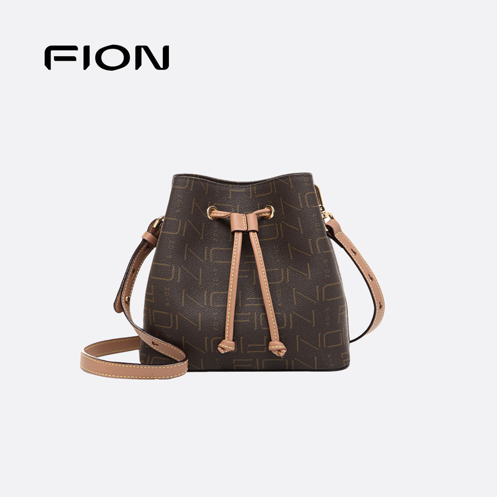 Fion/Fion Fion Presbyopic Bucket Bag 2023 สไตล์ใหม่ทํางานกระเป๋าใบเล็ก Drawstring High-End Casual Me