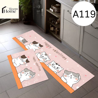 พรมเช็ดเท้า เซ็ตคู่ 2 ชิ้น (ไร้ขอบ) ลายสัตว์น่ารัก การ์ตูน พรมห้องครัว พรม3D มีกันลื่น ทำความสะอาดง่าย
