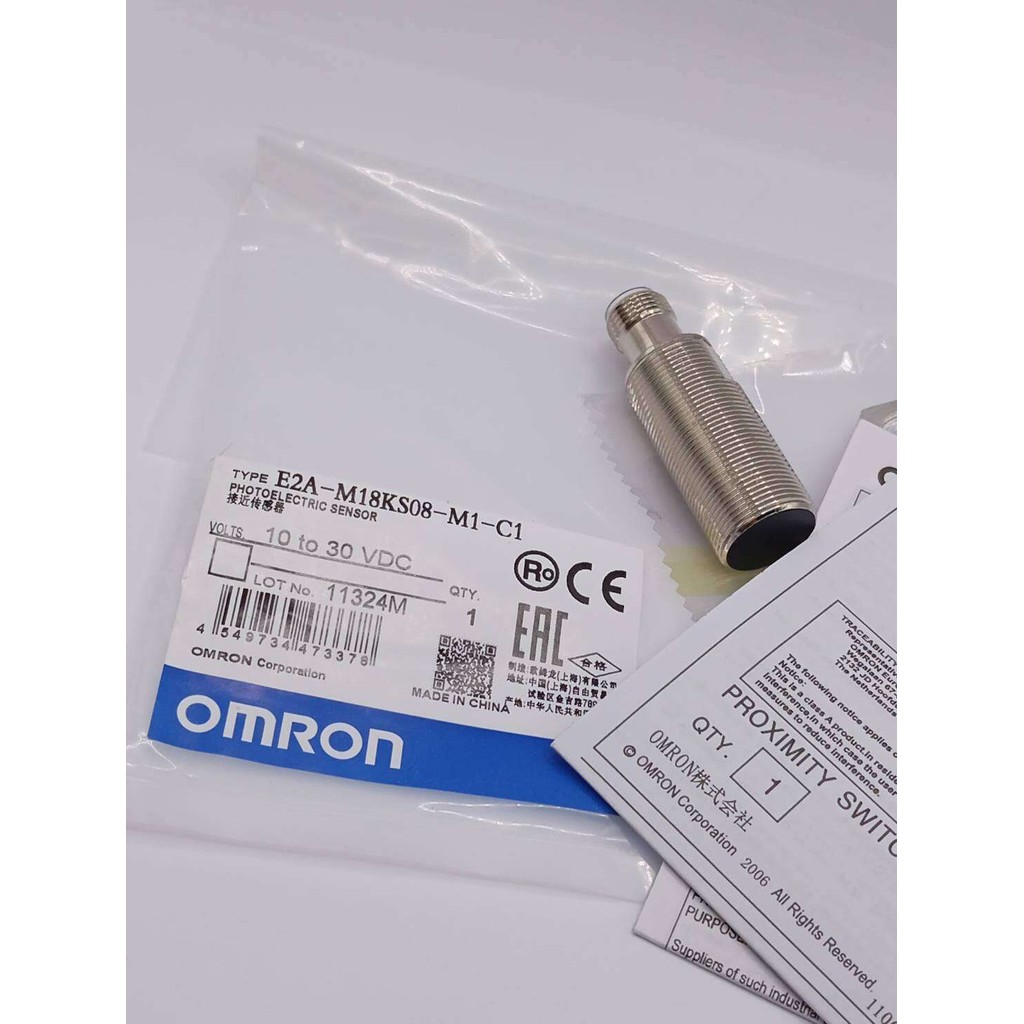 E2A-M18KS08-M1-C1 Proximity Sensors หัว M18 หัวเรียบจับ8mm NPN NO คอนเน็คเตอร์ 4PIN (M12)ไฟ12-24VDC 