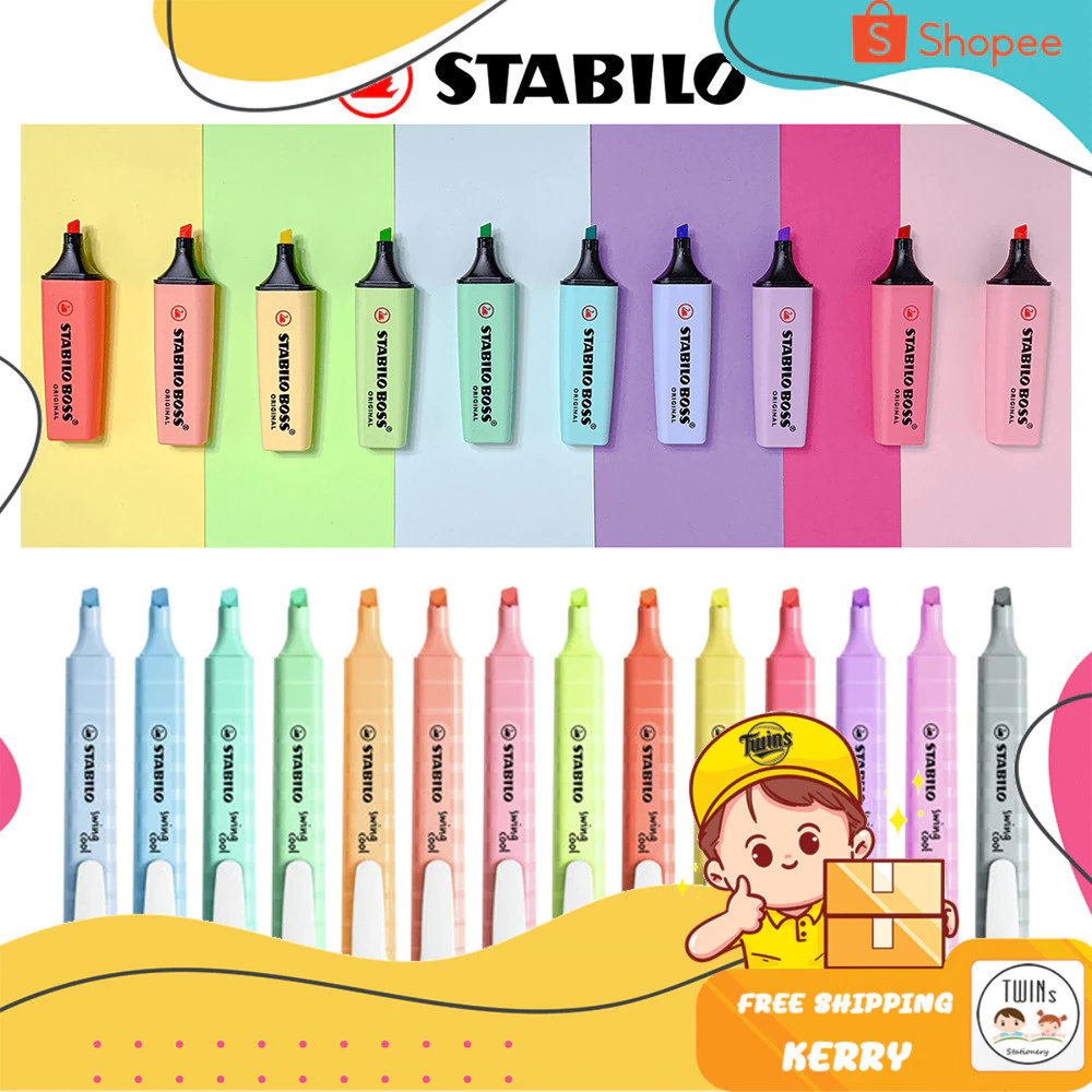 ปากกาเน้นข้อความ Stabilo Swing Cool รุ่น Pastel แยกแท่ง