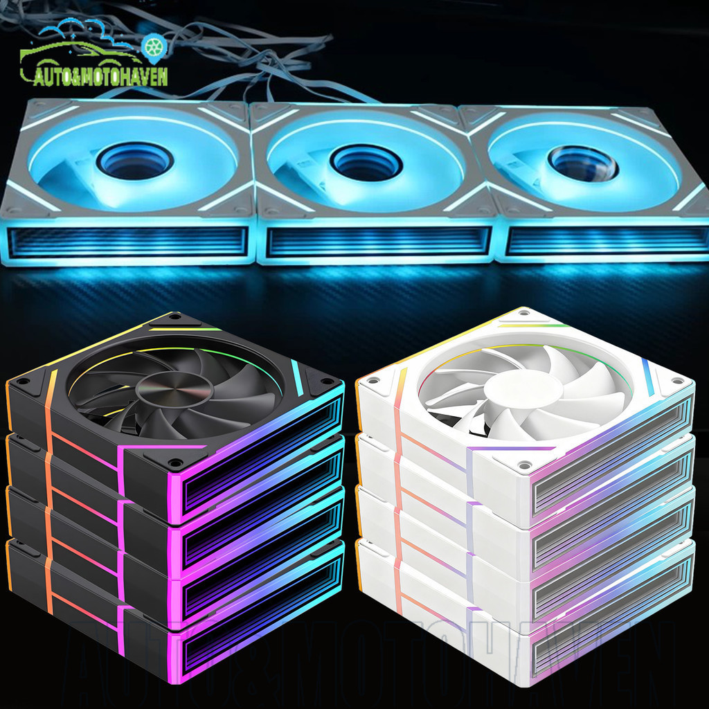 [3C&Auto]พัดลมเคสคอมพิวเตอร์การไหลของอากาศสูง Silent Cooling สําหรับพีซี, วัสดุ ABS Dual Connector 4