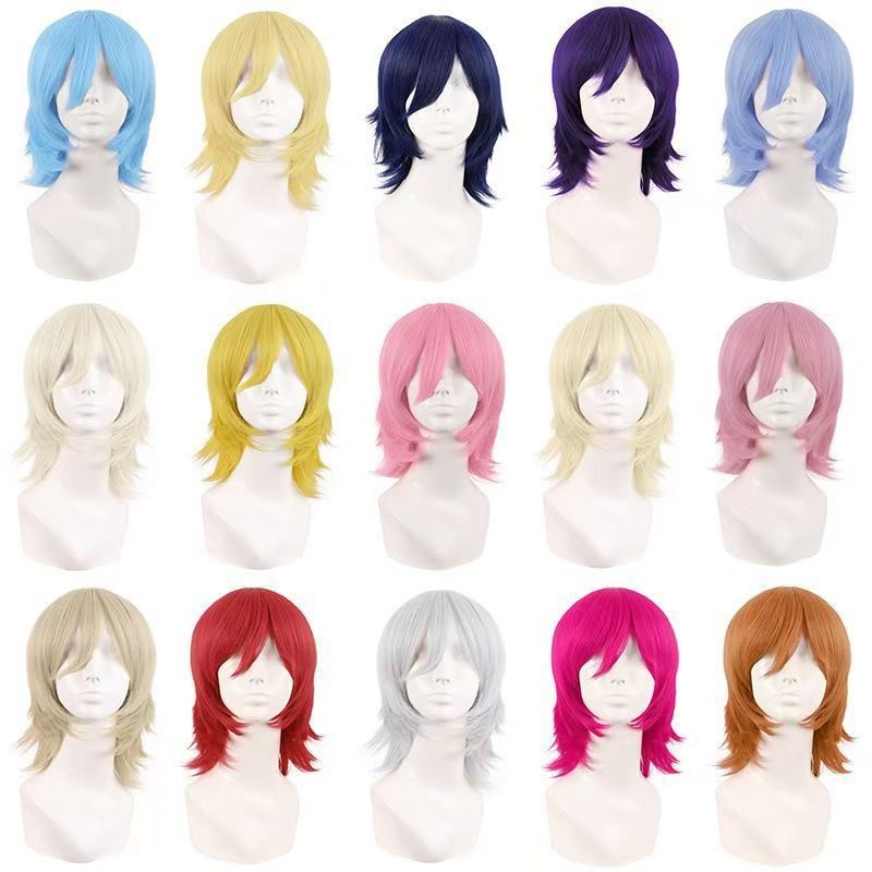 หลายสี36ซม.วิกผมสั้นสําหรับ Man คอสเพลย์อะนิเมะเกาหลี Bangs