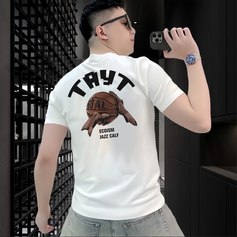 2025 NEW 2025S1688 Cool Feel Mercerized Cotton White Ink Print P22 Black White S-5XL new23 28HF