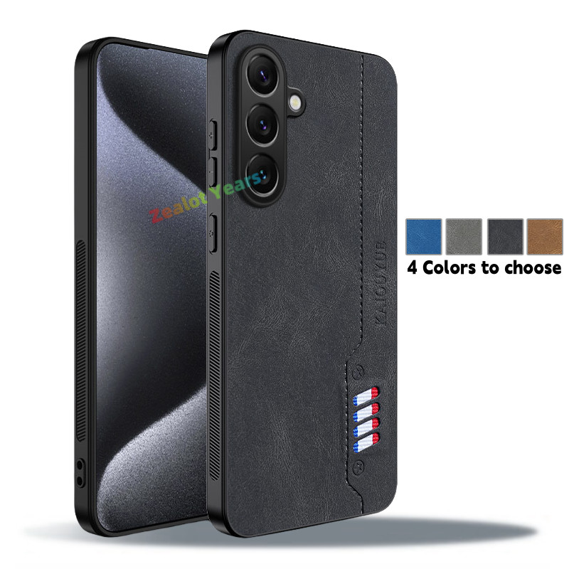 หรูหราสําหรับ Samsung Galaxy A17 A16 A26 A36 A56 A27 A37 A57 5G 4G ธุรกิจหนังเนื้อเคสโทรศัพท์ Anti-D