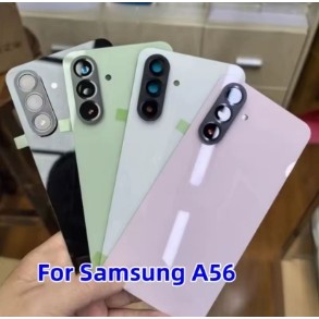พร้อมเลนส์ + โลโก้สําหรับ Samsung A56 ฝาหลังแบตเตอรี่กระจกด้านหลังประตูกรณีเปลี่ยน