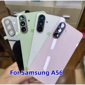 พร้อมเลนส์ + โลโก้สําหรับ Samsung A56 ฝาหลังแบตเตอรี่กระจกด้านหลังประตูกรณีเปลี่ยน
