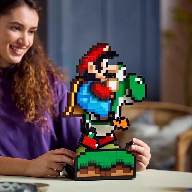 เข้ากันได้กับ Lego Mario World 71438 Mario Yoshi Building Blocks ประกอบของเล่นรุ่นเครื่องประดับของขว